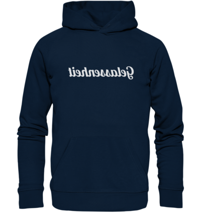 Gelassenheit - Spiegelschrift - Hochwertiger Unisex Bio Hoodie 9 Spiegelgewand - Reiche deinem Spiegelbild die Hand - front organic hoodie 0e2035 1116x 13
