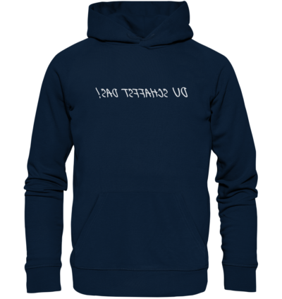 Du schaffst das! - Spiegelschrift - Hochwertiger Unisex Bio Hoodie 9 Spiegelgewand - Reiche deinem Spiegelbild die Hand - front organic hoodie 0e2035 1116x 31