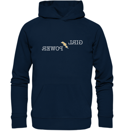 Girlpower - Spiegelschrift - Hochwertiger Unisex Bio Hoodie 9 Spiegelgewand - Reiche deinem Spiegelbild die Hand - front organic hoodie 0e2035 1116x 33