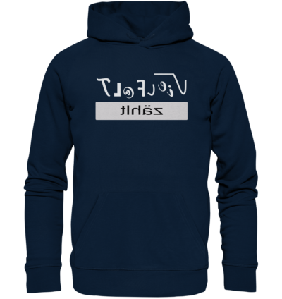 Vielfalt zählt - Spiegelschrift - Hochwertiger Unisex Bio Hoodie 9 Spiegelgewand - Reiche deinem Spiegelbild die Hand - front organic hoodie 0e2035 1116x 40