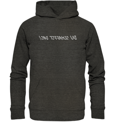 Du schaffst das! - Spiegelschrift - Hochwertiger Unisex Bio Hoodie 8 Spiegelgewand - Reiche deinem Spiegelbild die Hand - front organic hoodie 1b1c1a 1116x 31