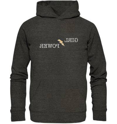 Girlpower - Spiegelschrift - Hochwertiger Unisex Bio Hoodie 8 Spiegelgewand - Reiche deinem Spiegelbild die Hand - front organic hoodie 1b1c1a 1116x 33