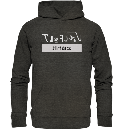 Vielfalt zählt - Spiegelschrift - Hochwertiger Unisex Bio Hoodie 8 Spiegelgewand - Reiche deinem Spiegelbild die Hand - front organic hoodie 1b1c1a 1116x 40