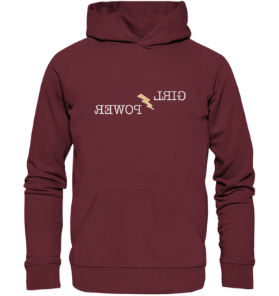 Girlpower - Spiegelschrift - Hochwertiger Unisex Bio Hoodie 7 Spiegelgewand - Reiche deinem Spiegelbild die Hand - front organic hoodie 672b34 1116x 33