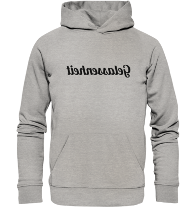 Gelassenheit - Spiegelschrift - Hochwertiger Unisex Bio Hoodie 10 Spiegelgewand - Reiche deinem Spiegelbild die Hand - front organic hoodie c2c1c0 1116x 13