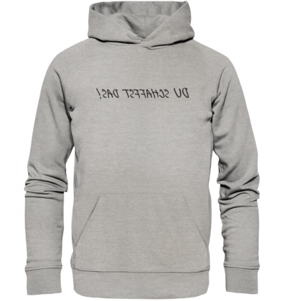 Du schaffst das! - Spiegelschrift - Hochwertiger Unisex Bio Hoodie 10 Spiegelgewand - Reiche deinem Spiegelbild die Hand - front organic hoodie c2c1c0 1116x 31