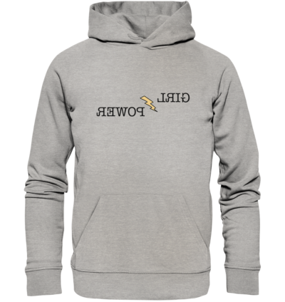Girlpower - Spiegelschrift - Hochwertiger Unisex Bio Hoodie 10 Spiegelgewand - Reiche deinem Spiegelbild die Hand - front organic hoodie c2c1c0 1116x 33