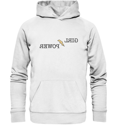 Girlpower - Spiegelschrift - Hochwertiger Unisex Bio Hoodie 11 Spiegelgewand - Reiche deinem Spiegelbild die Hand - front organic hoodie f8f8f8 1116x 33