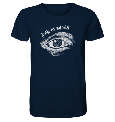 Blicke in dich - Spiegelschrift - Unisex Bio T-Shirt 12 Spiegelgewand - Reiche deinem Spiegelbild die Hand - front organic shirt 0e2035 1116x 3