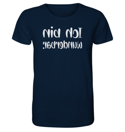 Ich bin wunderbar! - Spiegelschrift - Unisex Bio T-Shirt 12 Spiegelgewand - Reiche deinem Spiegelbild die Hand - front organic shirt 0e2035 1116x 50