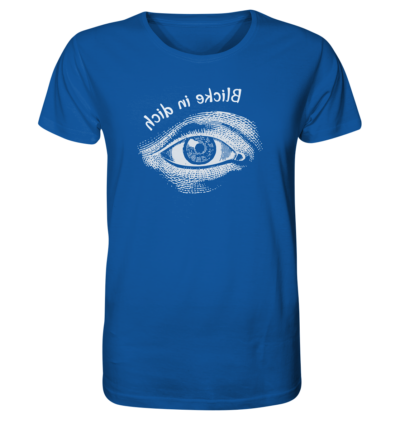 Blicke in dich - Spiegelschrift - Unisex Bio T-Shirt 15 Spiegelgewand - Reiche deinem Spiegelbild die Hand - front organic shirt 13569c 1116x 3