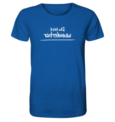 Du bist wunderbar - Spiegelschrift - Unisex Bio T-Shirt 15 Spiegelgewand - Reiche deinem Spiegelbild die Hand - front organic shirt 13569c 1116x 30