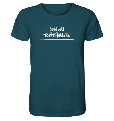 Du bist wunderbar - Spiegelschrift - Unisex Bio T-Shirt 16 Spiegelgewand - Reiche deinem Spiegelbild die Hand - front organic shirt 204d59 1116x 30