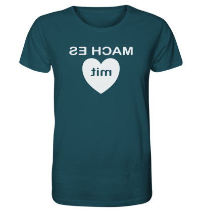 Mach es mit Herz - Spiegelschrift - Unisex Bio T-Shirt 16 Spiegelgewand - Reiche deinem Spiegelbild die Hand - front organic shirt 204d59 1116x 42