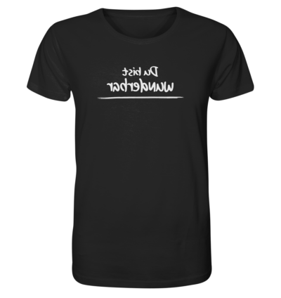 Du bist wunderbar - Spiegelschrift - Unisex Bio T-Shirt 10 Spiegelgewand - Reiche deinem Spiegelbild die Hand - front organic shirt 272727 1116x 30