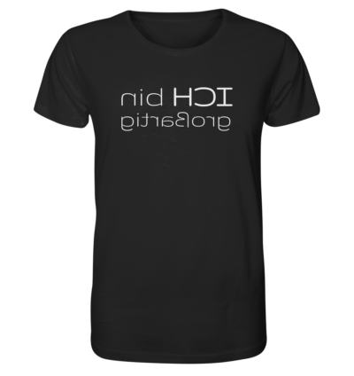 Ich bin großartig - Spiegelschrift - Unisex Bio T-Shirt 10 Spiegelgewand - Reiche deinem Spiegelbild die Hand - front organic shirt 272727 1116x 45