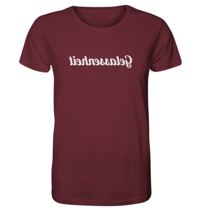 Gelassenheit - Spiegelschrift - Unisex Bio T-Shirt 11 Spiegelgewand - Reiche deinem Spiegelbild die Hand - front organic shirt 672b34 1116x 13