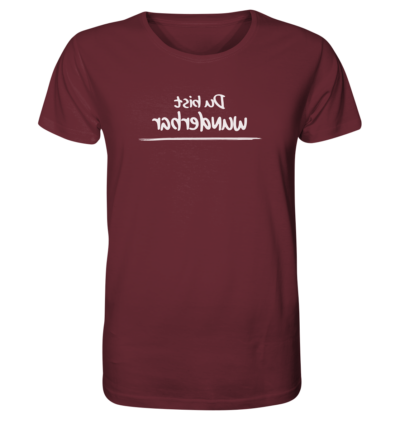 Du bist wunderbar - Spiegelschrift - Unisex Bio T-Shirt 11 Spiegelgewand - Reiche deinem Spiegelbild die Hand - front organic shirt 672b34 1116x 30