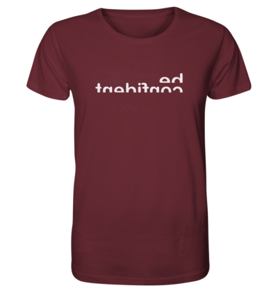 Be confident - Spiegelschrift - Unisex Bio T-Shirt 11 Spiegelgewand - Reiche deinem Spiegelbild die Hand - front organic shirt 672b34 1116x 36