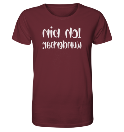 Ich bin wunderbar! - Spiegelschrift - Unisex Bio T-Shirt 11 Spiegelgewand - Reiche deinem Spiegelbild die Hand - front organic shirt 672b34 1116x 50