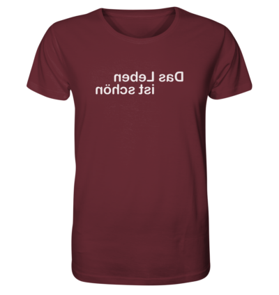 Das Leben ist schön - Spiegelschrift - Unisex Bio T-Shirt 11 Spiegelgewand - Reiche deinem Spiegelbild die Hand - front organic shirt 672b34 1116x 7