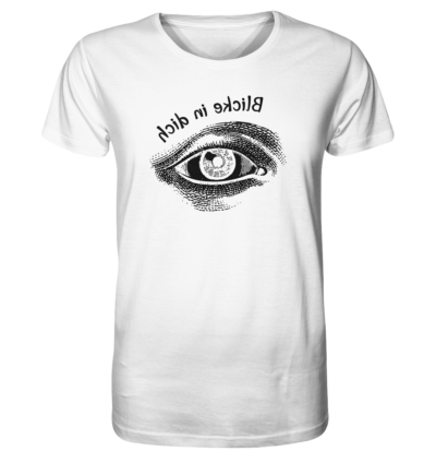 Blicke in dich - Spiegelschrift - Unisex Bio T-Shirt 17 Spiegelgewand - Reiche deinem Spiegelbild die Hand - front organic shirt f8f8f8 1116x 3