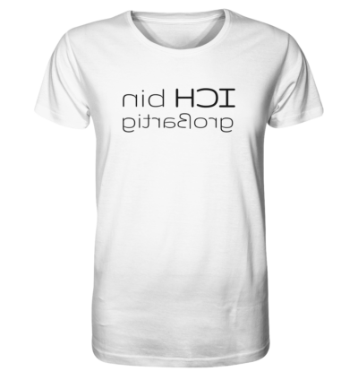 Ich bin großartig - Spiegelschrift - Unisex Bio T-Shirt 17 Spiegelgewand - Reiche deinem Spiegelbild die Hand - front organic shirt f8f8f8 1116x 45