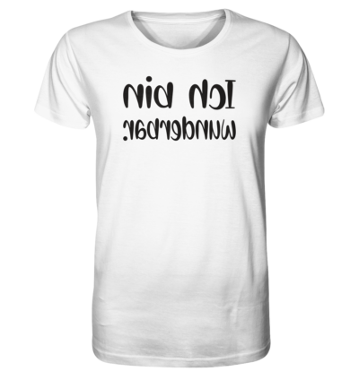 Ich bin wunderbar! - Spiegelschrift - Unisex Bio T-Shirt 17 Spiegelgewand - Reiche deinem Spiegelbild die Hand - front organic shirt f8f8f8 1116x 50