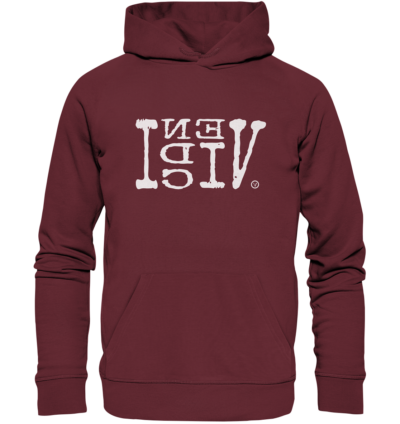 VENI VIDI VICI - Spiegelschrift - Hochwertiger Unisex Bio Hoodie 7 Spiegelgewand - Reiche deinem Spiegelbild die Hand - front organic hoodie 672b34 1116x 2