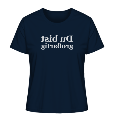 Du bist großartig - Spiegelschrift - Damen Bio T-Shirt 11 Spiegelgewand - Reiche deinem Spiegelbild die Hand - front ladies organic shirt 0e2035 1116x 25