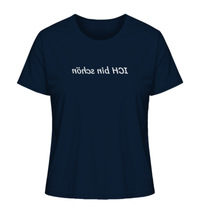 Ich bin schön - Spiegelschrift - Damen Bio T-Shirt 11 Spiegelgewand - Reiche deinem Spiegelbild die Hand - front ladies organic shirt 0e2035 1116x 57