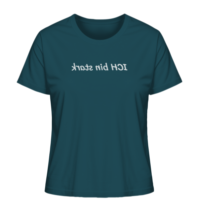 Ich bin stark - Spiegelschrift - Damen Bio T-Shirt 14 Spiegelgewand - Reiche deinem Spiegelbild die Hand - front ladies organic shirt 204d59 1116x 17