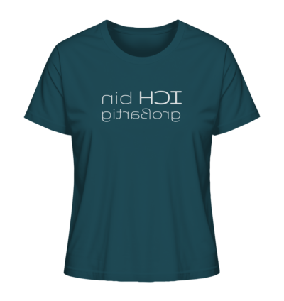 Ich bin großartig - Spiegelschrift - Damen Bio T-Shirt 14 Spiegelgewand - Reiche deinem Spiegelbild die Hand - front ladies organic shirt 204d59 1116x 36