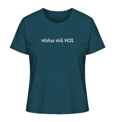 Ich bin schön - Spiegelschrift - Damen Bio T-Shirt 14 Spiegelgewand - Reiche deinem Spiegelbild die Hand - front ladies organic shirt 204d59 1116x 57