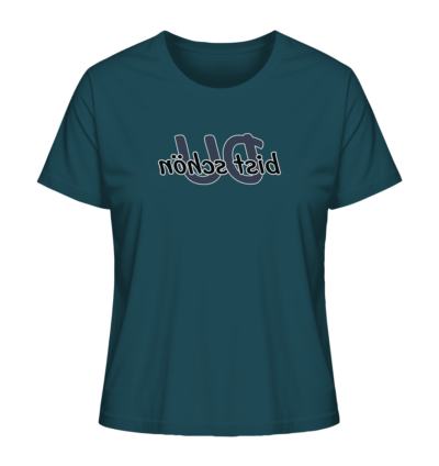Du bist schön - Spiegelschrift - Damen Bio T-Shirt 14 Spiegelgewand - Reiche deinem Spiegelbild die Hand - front ladies organic shirt 204d59 1116x 72