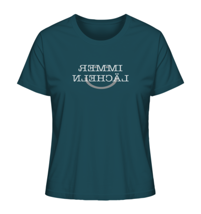 Immer lächeln - Spiegelschrift - Damen Bio T-Shirt 14 Spiegelgewand - Reiche deinem Spiegelbild die Hand - front ladies organic shirt 204d59 1116x 73