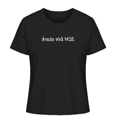 Ich bin stark - Spiegelschrift - Damen Bio T-Shirt 9 Spiegelgewand - Reiche deinem Spiegelbild die Hand - front ladies organic shirt 272727 1116x 17