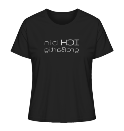 Ich bin großartig - Spiegelschrift - Damen Bio T-Shirt 9 Spiegelgewand - Reiche deinem Spiegelbild die Hand - front ladies organic shirt 272727 1116x 36