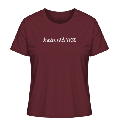 Ich bin stark - Spiegelschrift - Damen Bio T-Shirt 10 Spiegelgewand - Reiche deinem Spiegelbild die Hand - front ladies organic shirt 672b34 1116x 17
