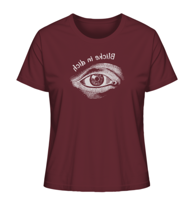 Blicke in dich - Spiegelschrift - Damen Bio T-Shirt 10 Spiegelgewand - Reiche deinem Spiegelbild die Hand - front ladies organic shirt 672b34 1116x 27