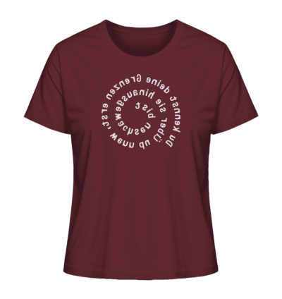 Du kennst deine Grenzen erst... - Spiegelschrift - Damen Bio T-Shirt 10 Spiegelgewand - Reiche deinem Spiegelbild die Hand - front ladies organic shirt 672b34 1116x 43