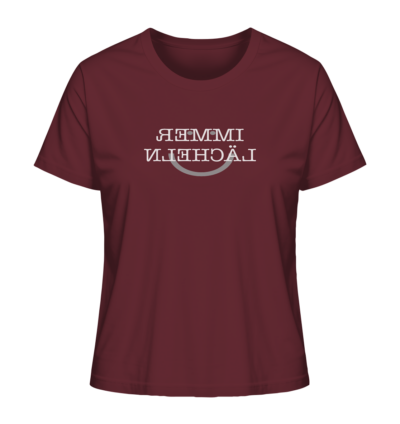 Immer lächeln - Spiegelschrift - Damen Bio T-Shirt 10 Spiegelgewand - Reiche deinem Spiegelbild die Hand - front ladies organic shirt 672b34 1116x 73