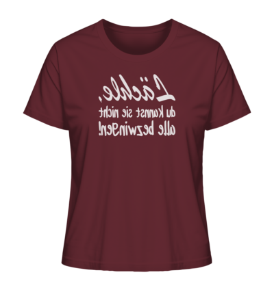 Lächle, du kannst sie nicht alle bezwingen! - Spiegelschrift - Damen Bio T-Shirt 10 Spiegelgewand - Reiche deinem Spiegelbild die Hand - front ladies organic shirt 672b34 1116x 8