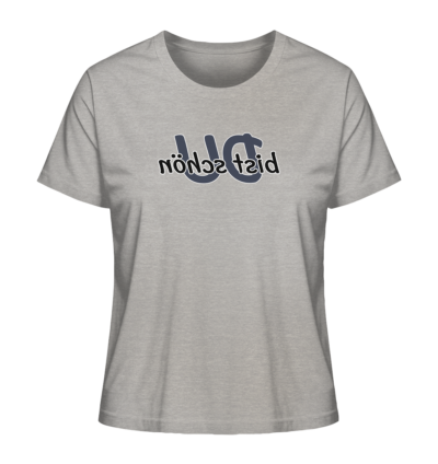 Du bist schön - Spiegelschrift - Damen Bio T-Shirt 12 Spiegelgewand - Reiche deinem Spiegelbild die Hand - front ladies organic shirt c2c1c0 1116x 72