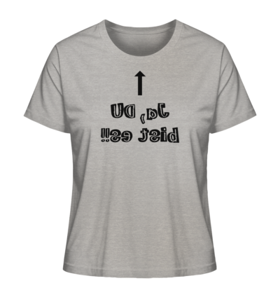 Ja, DU bist es!! - Spiegelschrift - Damen Bio T-Shirt 12 Spiegelgewand - Reiche deinem Spiegelbild die Hand - front ladies organic shirt c2c1c0 1116x 83