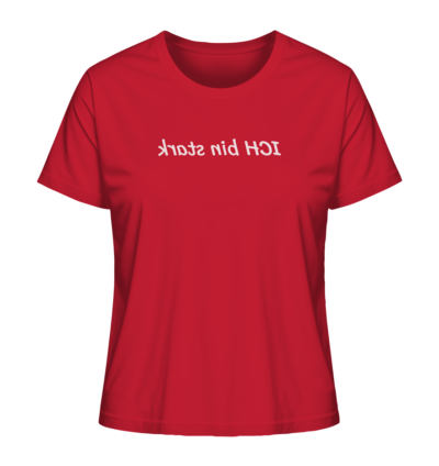 Ich bin stark - Spiegelschrift - Damen Bio T-Shirt 13 Spiegelgewand - Reiche deinem Spiegelbild die Hand - front ladies organic shirt cb1f34 1116x 17