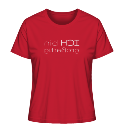 Ich bin großartig - Spiegelschrift - Damen Bio T-Shirt 13 Spiegelgewand - Reiche deinem Spiegelbild die Hand - front ladies organic shirt cb1f34 1116x 36