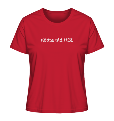 Ich bin schön - Spiegelschrift - Damen Bio T-Shirt 13 Spiegelgewand - Reiche deinem Spiegelbild die Hand - front ladies organic shirt cb1f34 1116x 57