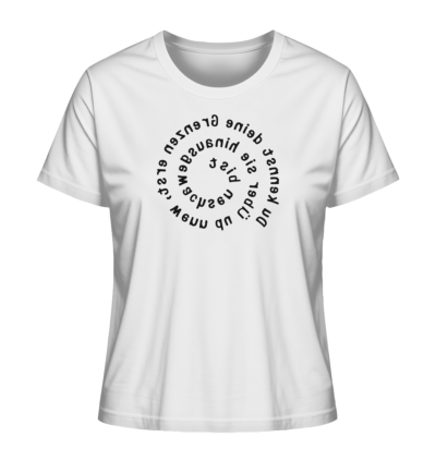 Du kennst deine Grenzen erst... - Spiegelschrift - Damen Bio T-Shirt 15 Spiegelgewand - Reiche deinem Spiegelbild die Hand - front ladies organic shirt f8f8f8 1116x 43