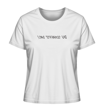 Du schaffst das! - Spiegelschrift - Damen Bio T-Shirt 15 Spiegelgewand - Reiche deinem Spiegelbild die Hand - front ladies organic shirt f8f8f8 1116x 78